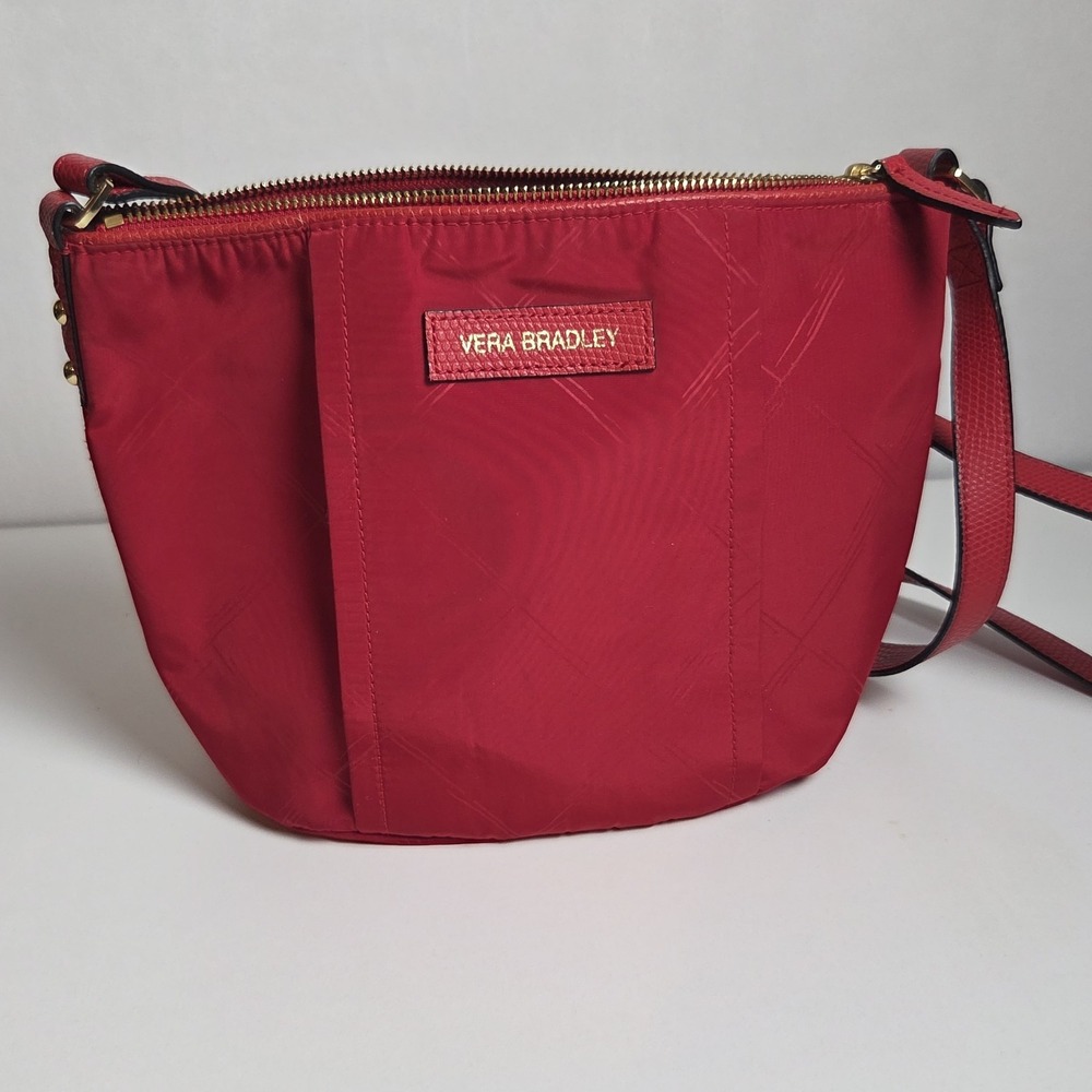 Vera Bradley Preppy Poly Crossbody Tango Red Water Resistant Hidden Pocket NWOT